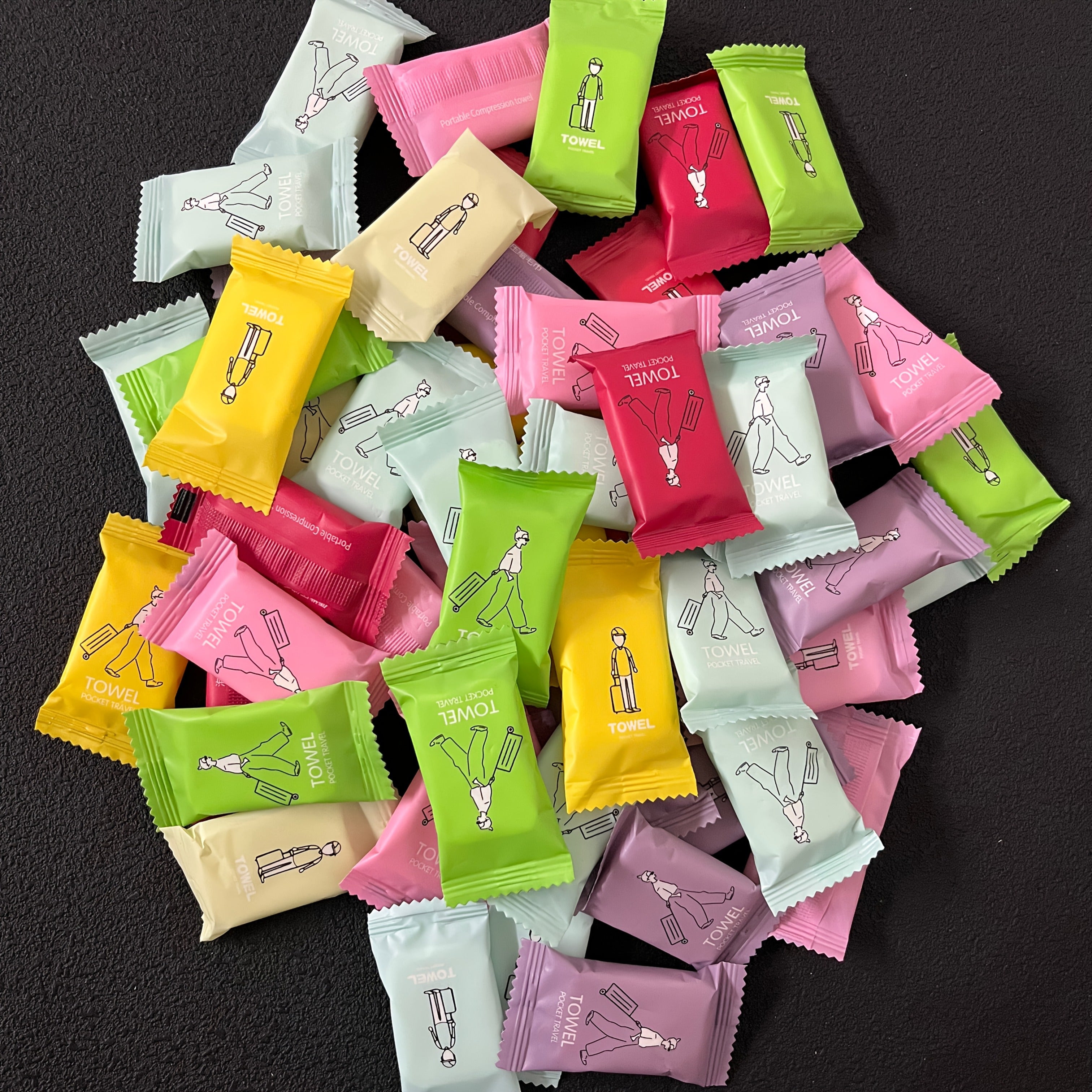 30/38/63pcs New Color Pocket Travel Portable Compression Towel Disposable Thick Face Towel