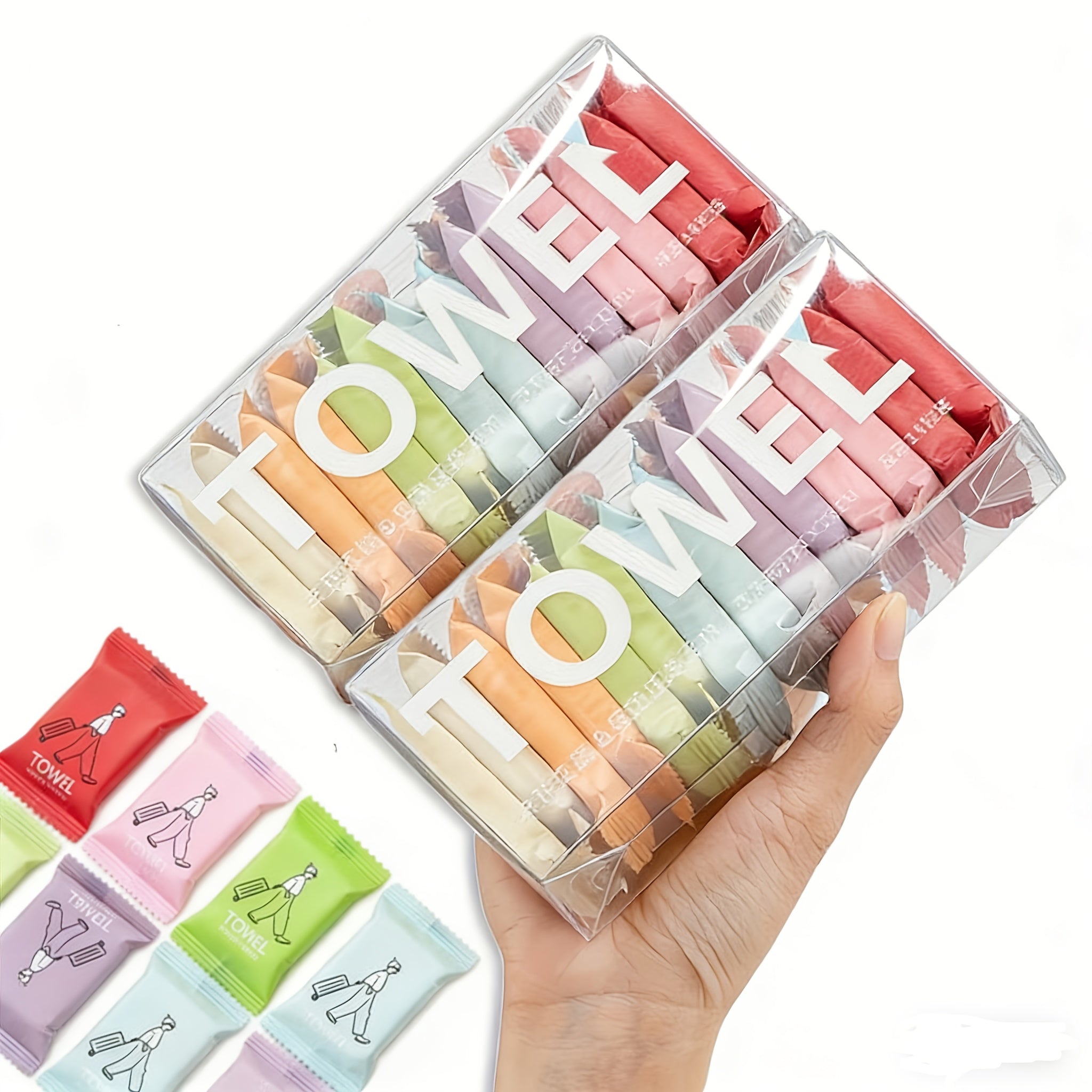 Multicolor Compressed Disposable Towel - Portable Thickened Travel Towel, Multi-Purpose, Dry And Wet Use, Suitable for Travel, Camping And Outdoor Activities, Convenient to Carry, Easy to Use, Random Packaging Color