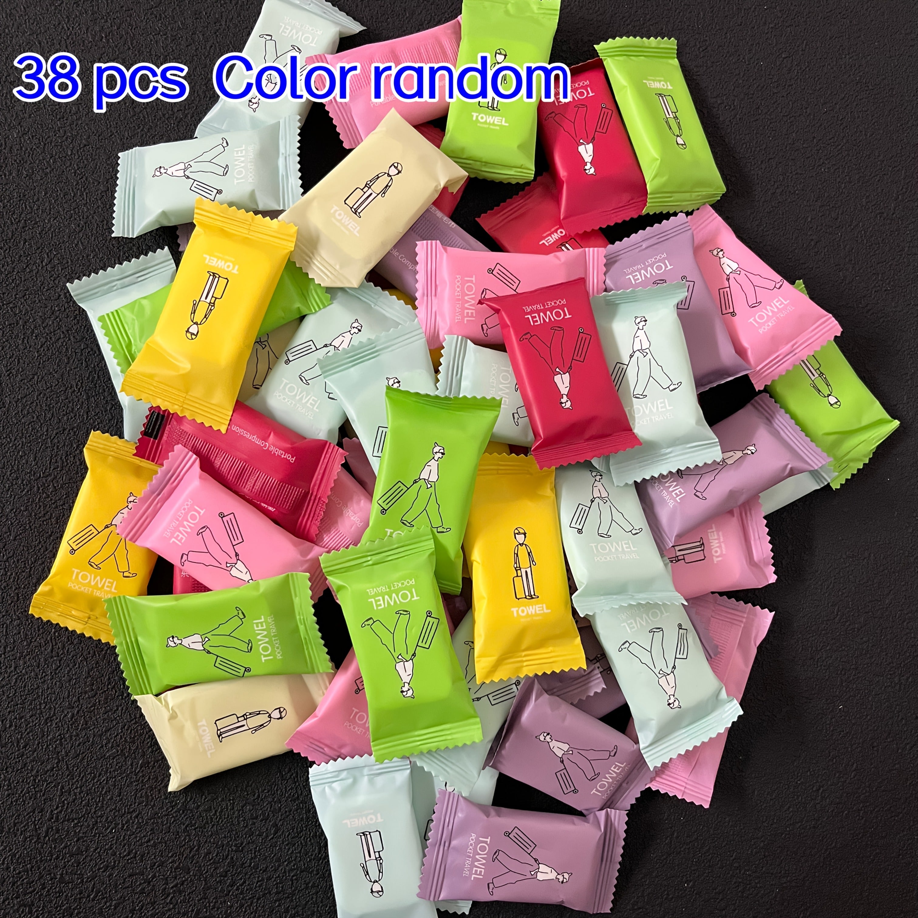 30/38/63pcs New Color Pocket Travel Portable Compression Towel Disposable Thick Face Towel