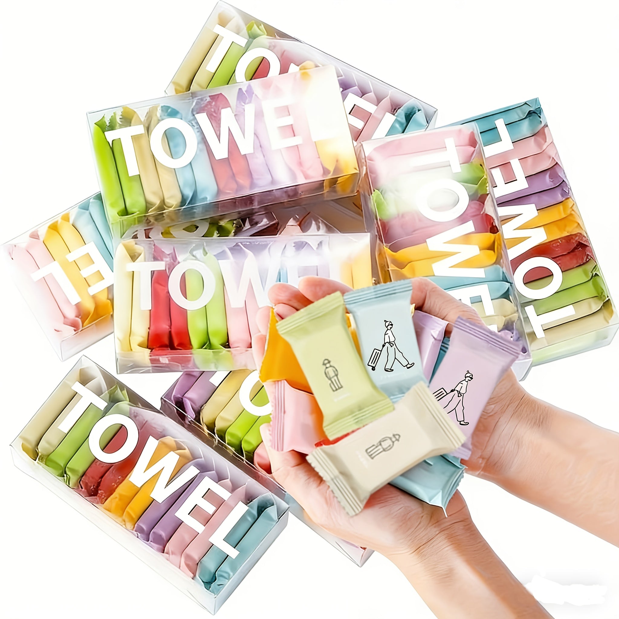 Multicolor Compressed Disposable Towel - Portable Thickened Travel Towel, Multi-Purpose, Dry And Wet Use, Suitable for Travel, Camping And Outdoor Activities, Convenient to Carry, Easy to Use, Random Packaging Color